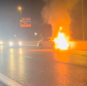 Car Fire on Interstate 70, St. Louis, Missouri – Vehicle Blaze Temporarily Shuts Down Highway Near Goodfellow